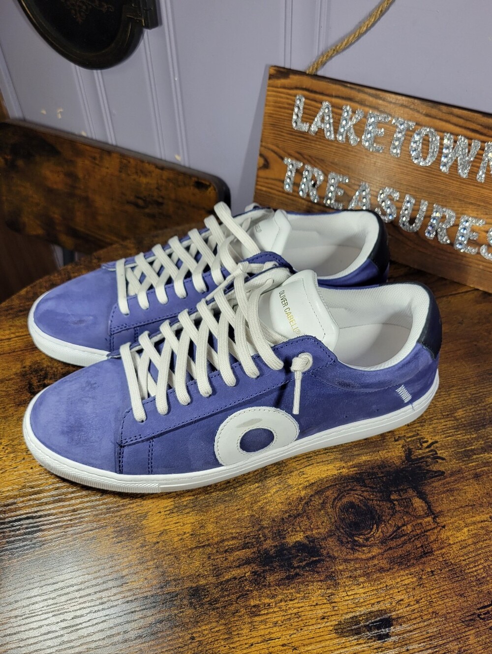 Oliver Cabell Men's size 9 Suede distressed Sneakers - blue/White
